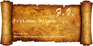 Fritzman Vilmos névjegykártya